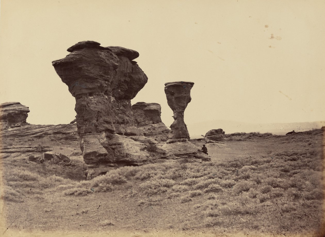 Placa 12. Pedra de marcação, Red Buttes, 1869 (foto) de Andrew Joseph Russell