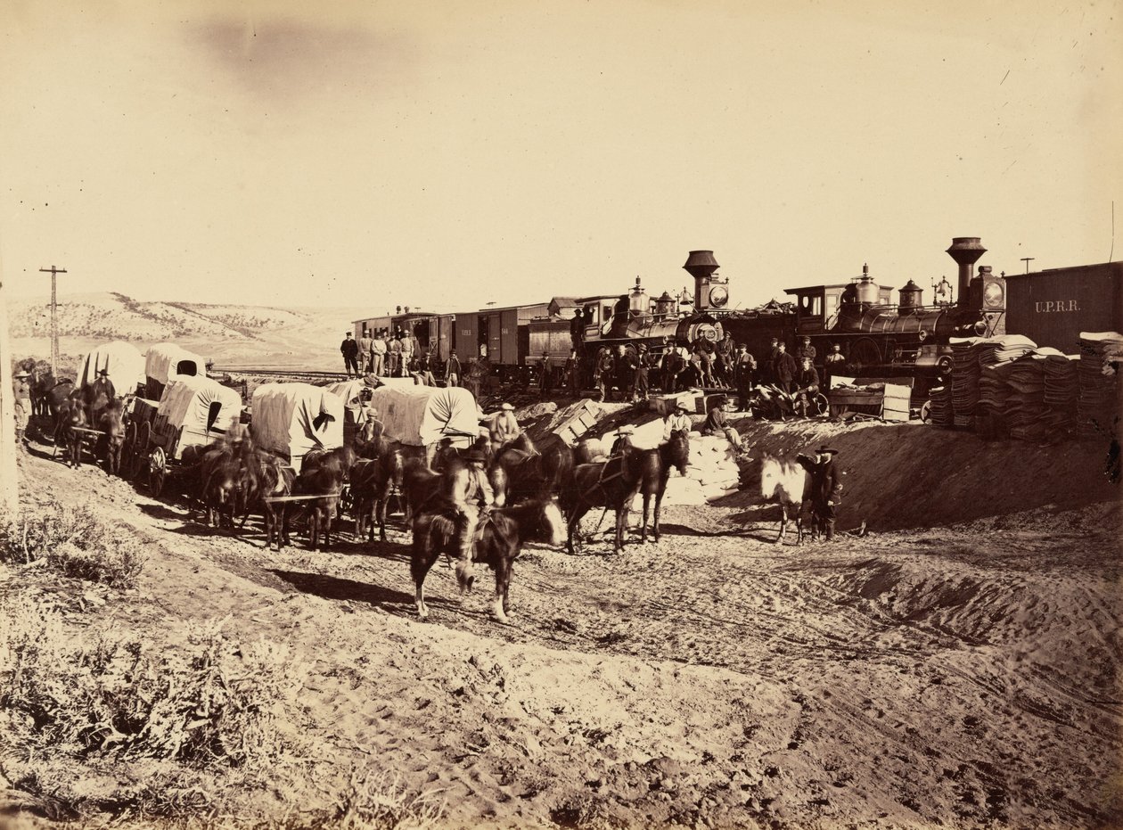 Placa 27. Comboios de abastecimento, 1869 (foto) de Andrew Joseph Russell