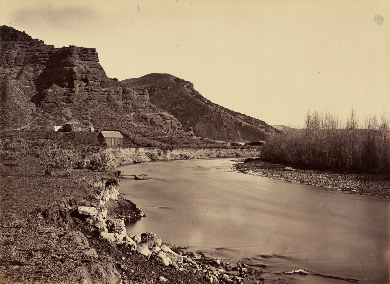 Placa 35. Cidade de Echo, olhando para o rio Weber, 1869 (foto) de Andrew Joseph Russell