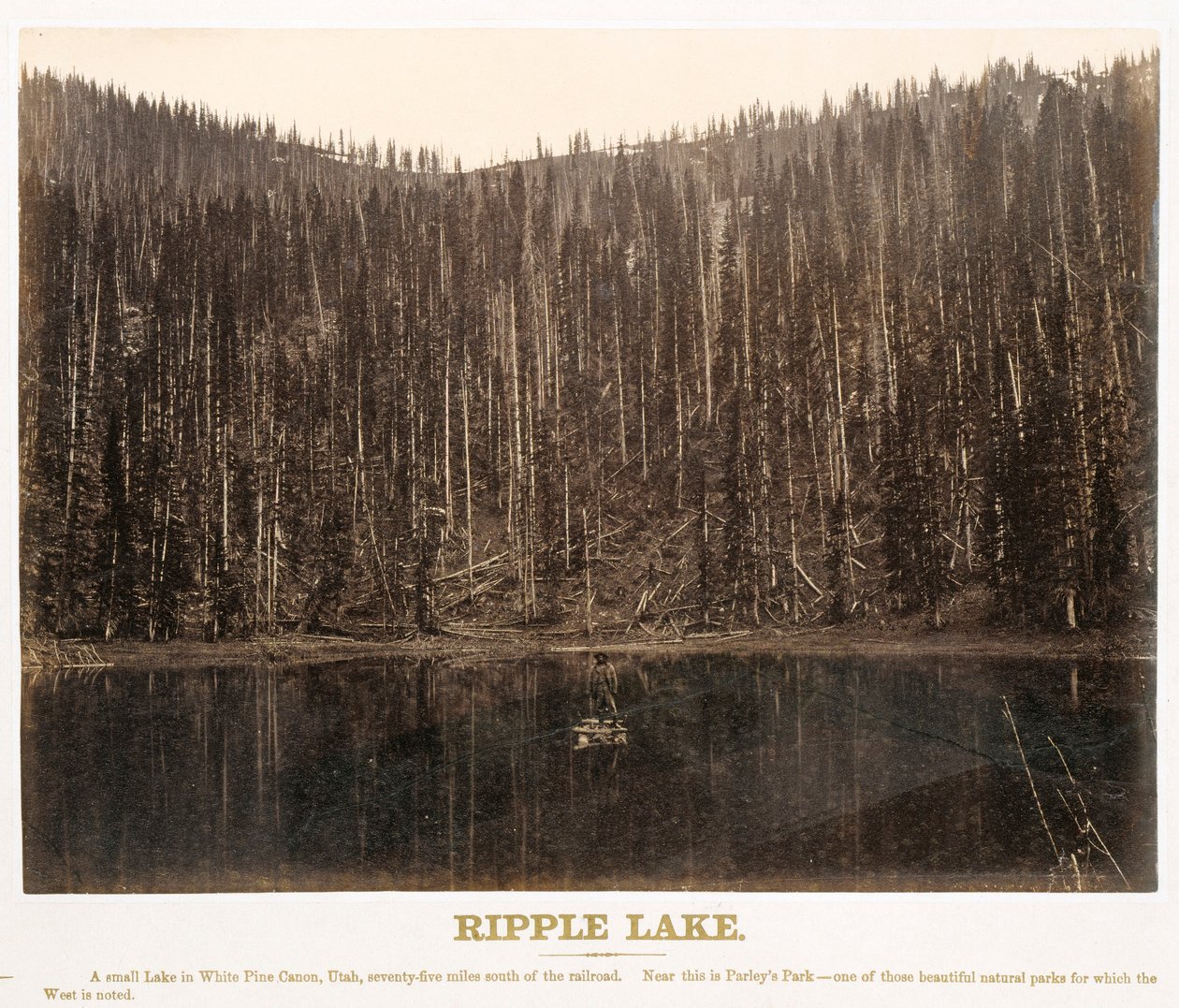 Ripple Lake, White Pine Cañon, Utah, from the Great West Illustrated In a Series of Photographic Views across the Continent Taken along the Line of the Union Pacific Railroad, West from Omaha, Nebraska, by A. J. Russell. Volume I de Andrew Joseph Russell