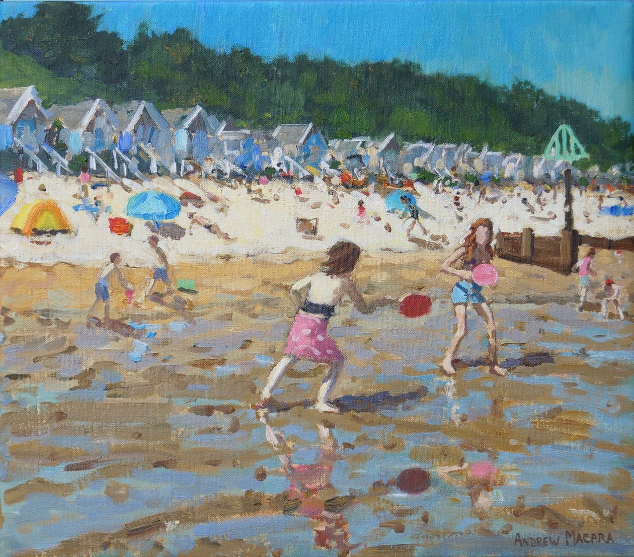 Morcego e bola,Wells- next -the-sea, 2019,(óleo sobre tela) de Andrew Macara