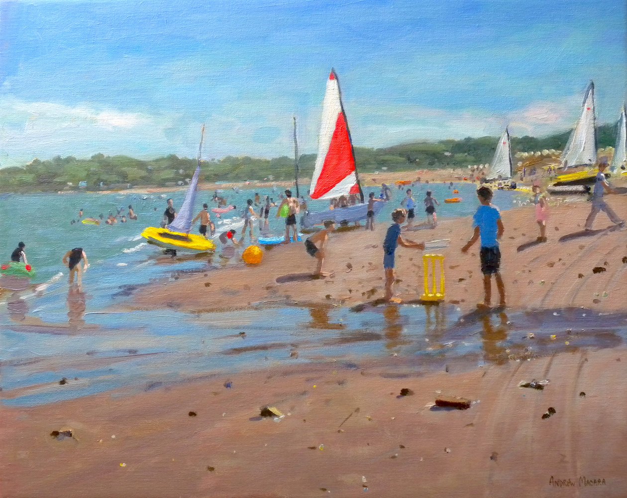 Cricket e vela vermelha e branca,Abersoch, 2011 de Andrew Macara