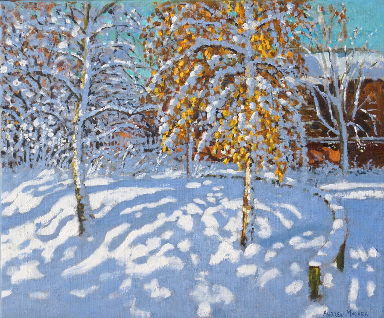 Folhas douradas no inverno,Normanton,Derby,(óleo sobre tela) de Andrew Macara