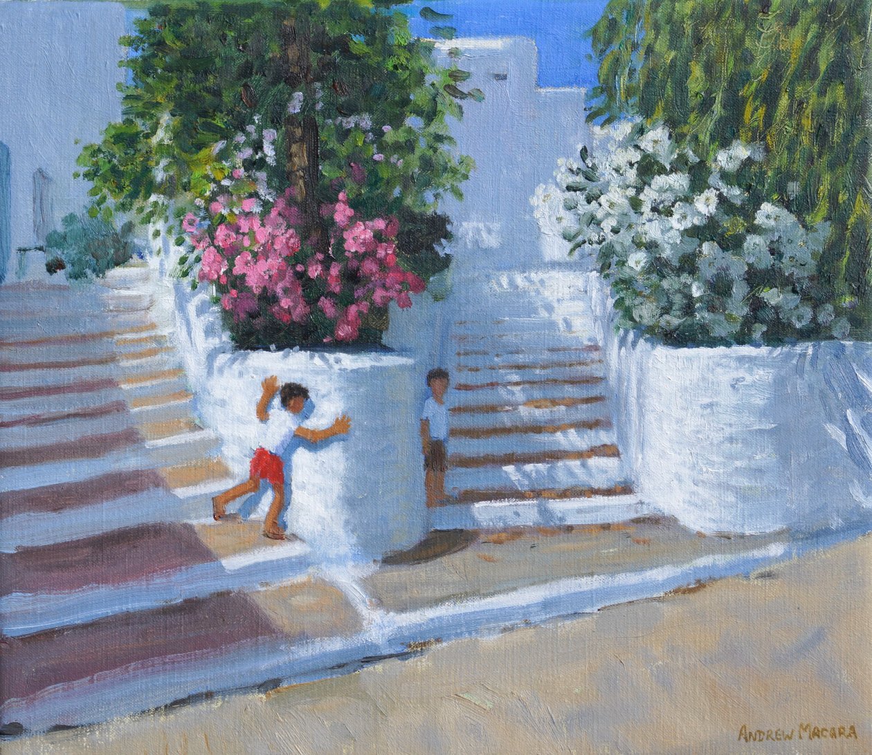 Esconderijo, Adamas, Milos, Grécia, 2023 (óleo sobre tela) de Andrew Macara