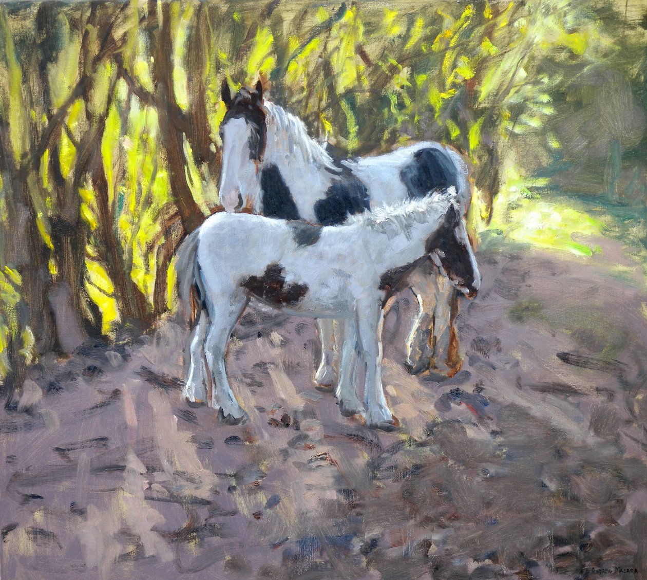 Égua e Potro, 2011 (óleo sobre tela) de Andrew Macara