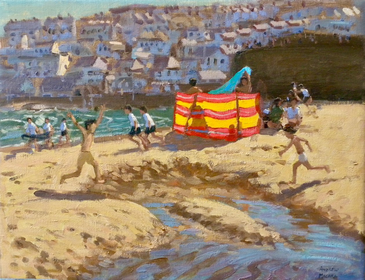 Quebra-vento laranja e amarelo, St Ives.2010 14x18" de Andrew Macara