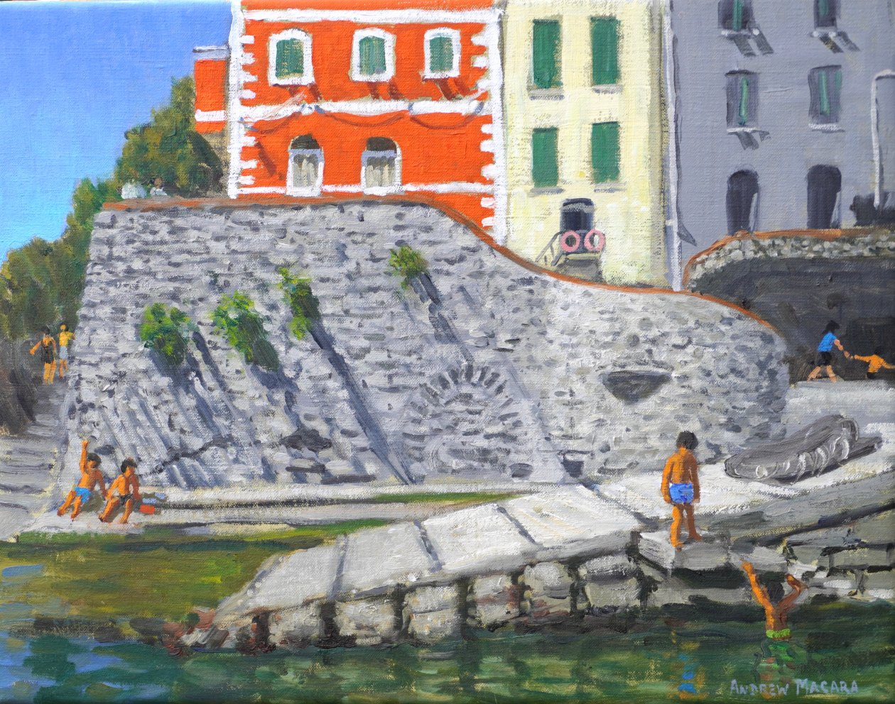 Portafino, Itália (óleo sobre tela) de Andrew Macara