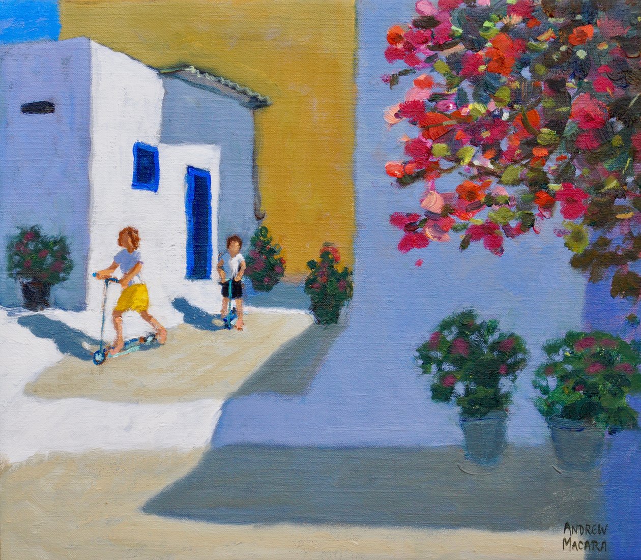 Crianças Scooter, Symi, Ilhas Gregas, 2018, de Andrew Macara