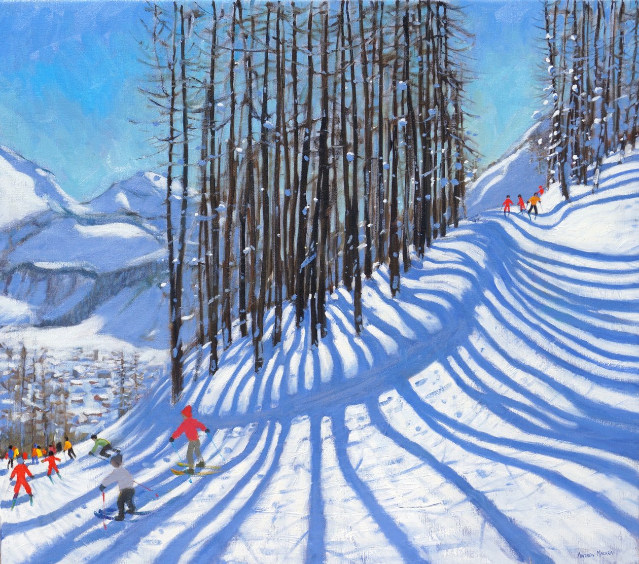 Skiing,La Daille,Tignes,França.2015,(óleo sobre tela) de Andrew Macara