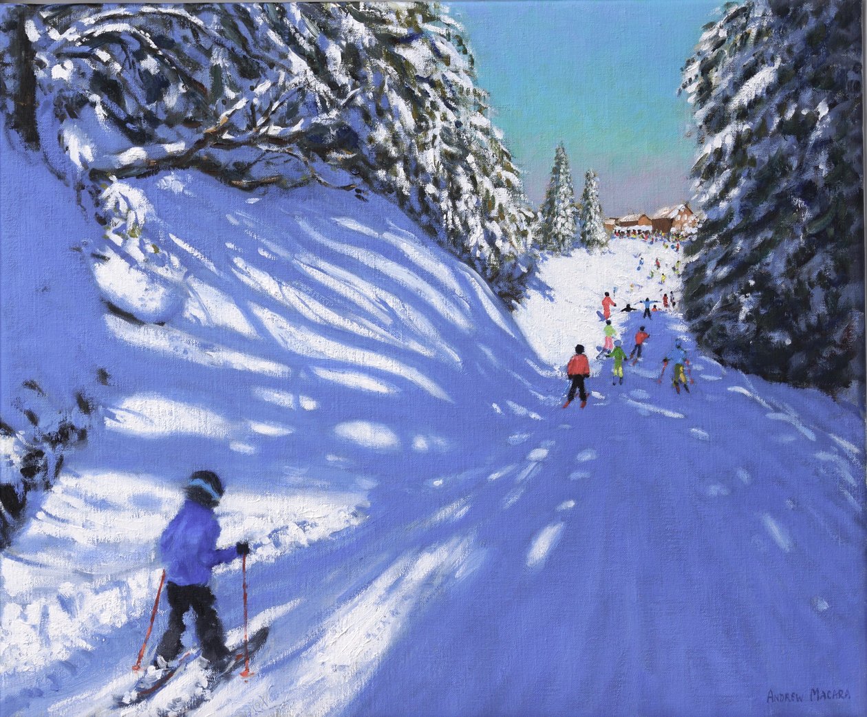 Esqui, Samoens, Grand Massif, França, 2021 (óleo sobre tela) de Andrew Macara