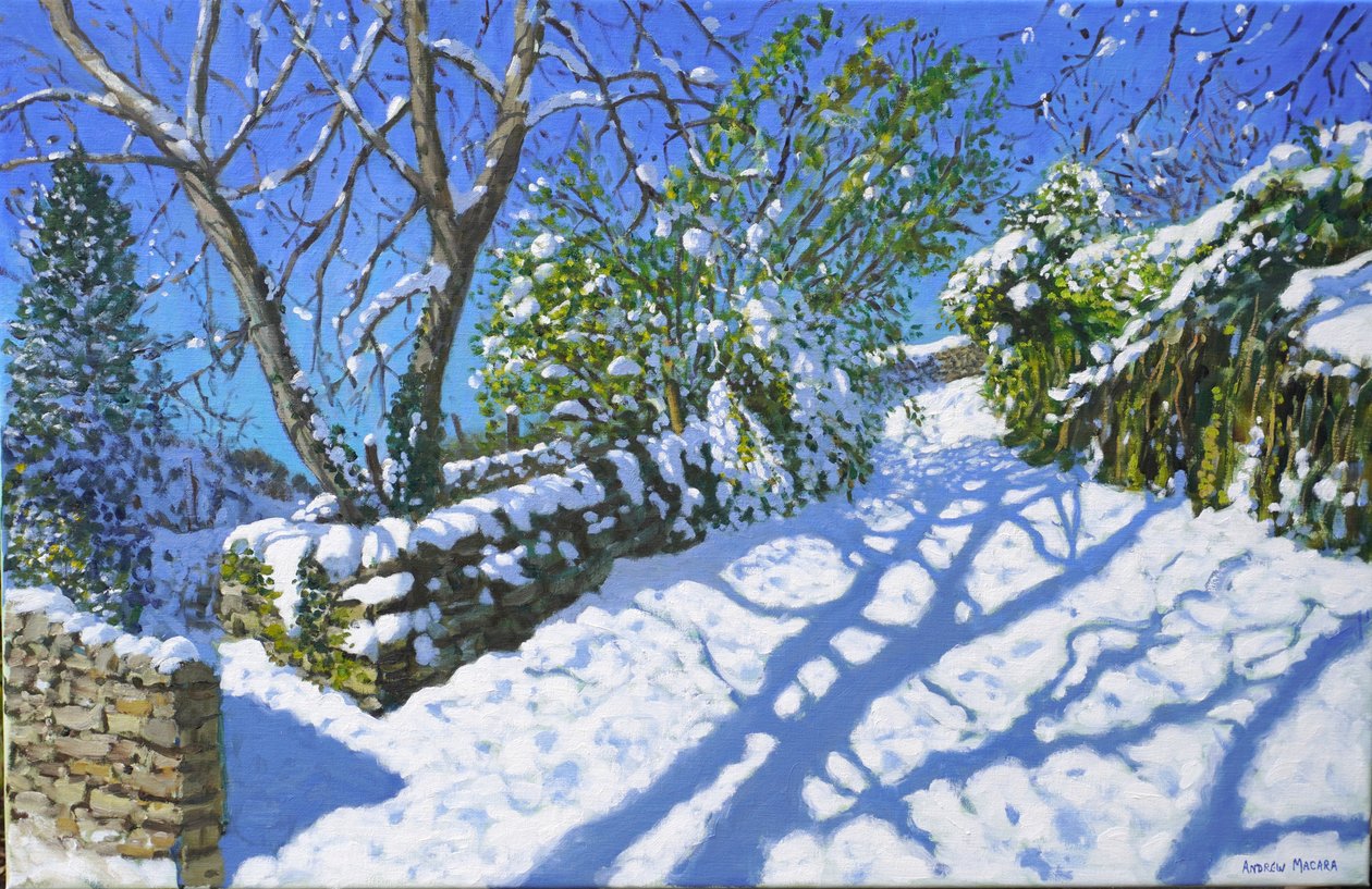 Neve da primavera, Wirksworth, Derbyshire, 2023 (óleo sobre tela) de Andrew Macara