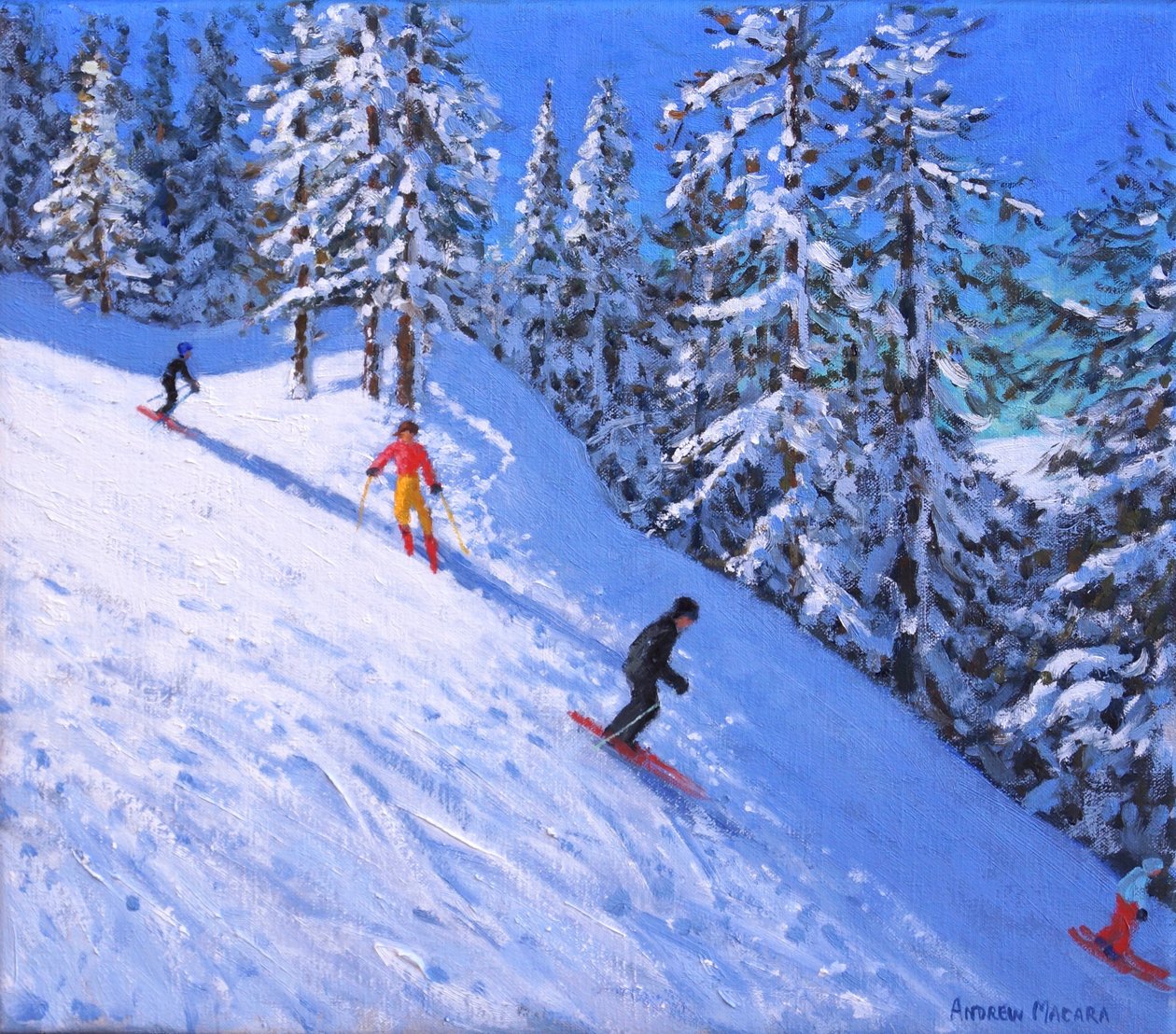 Declive íngreme,Les Arcs,França,( óleo sobre tela) de Andrew Macara