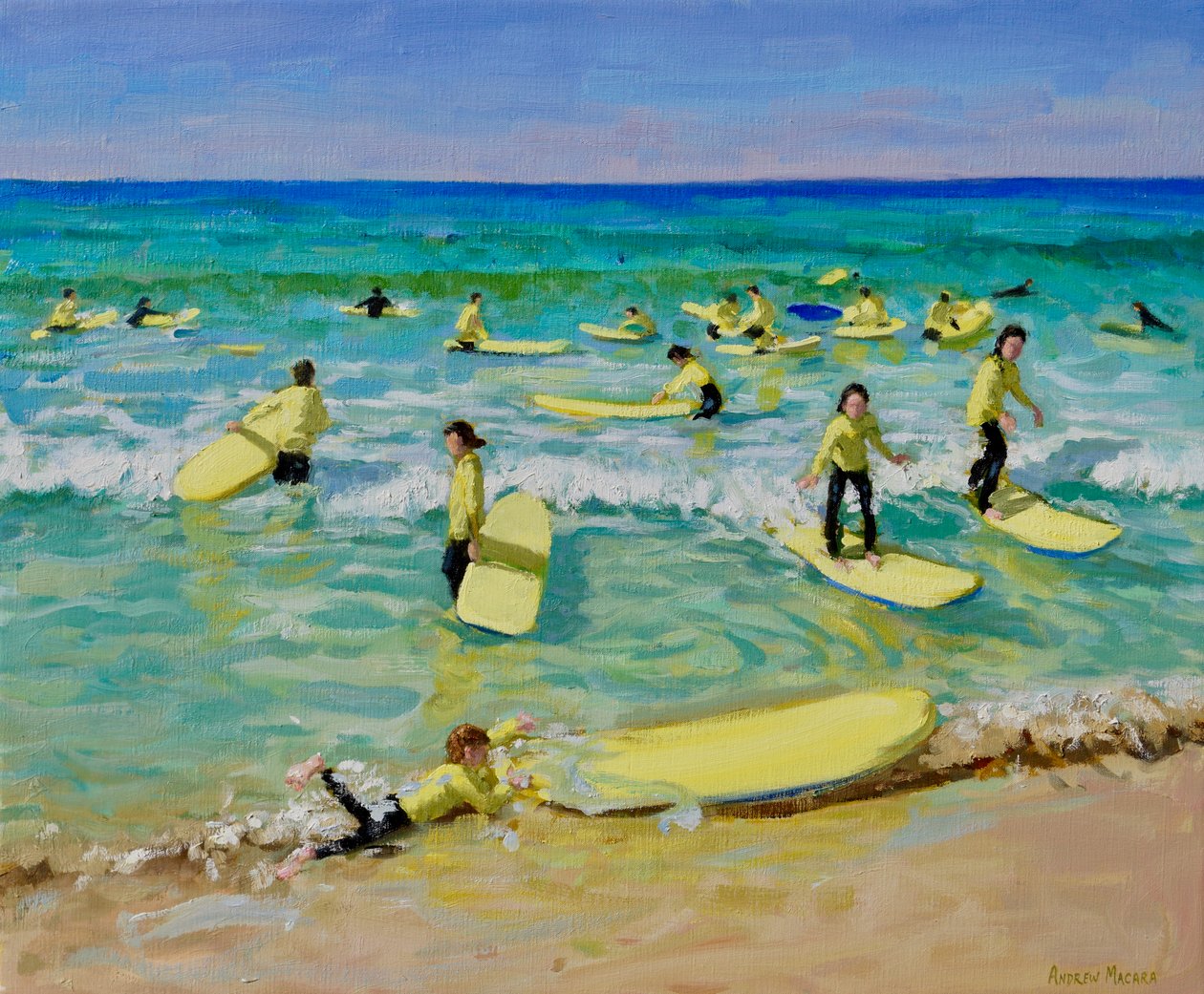 Surf de Verão, St. Ives. 25x30",2019 (óleo sobre tela) de Andrew Macara