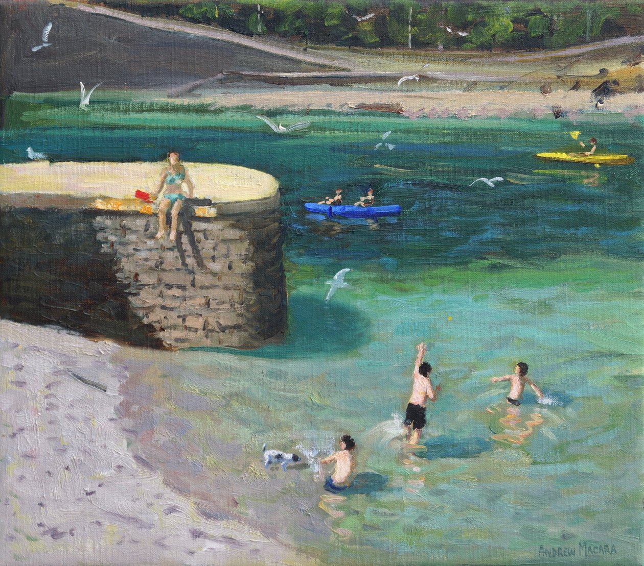 The Harbour,Looe,2018,(óleo sobre tela) de Andrew Macara