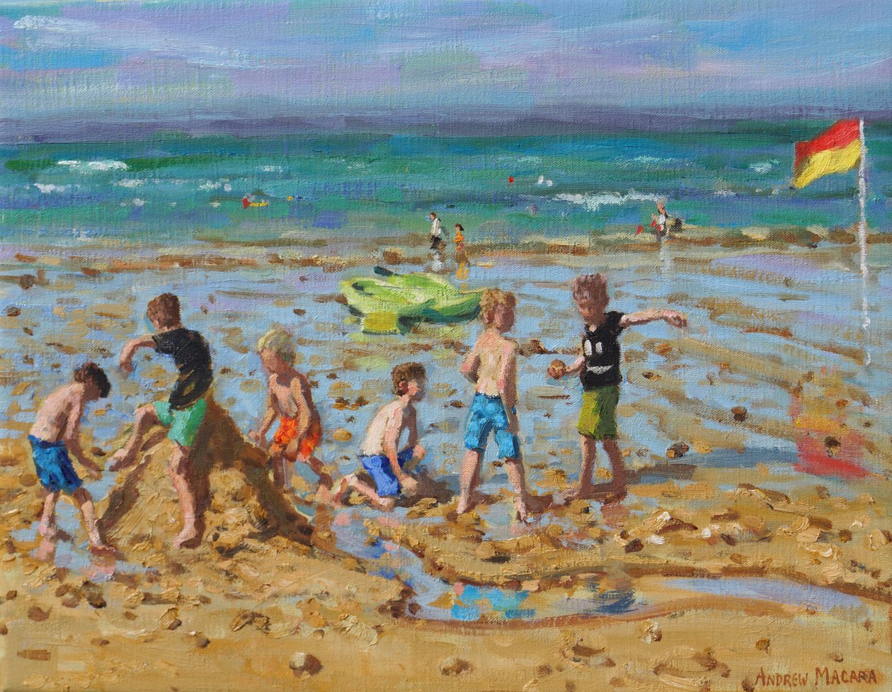 The sandcastle,Wells-next -the- sea,Norfolk, 2019,(oil on canvas) de Andrew Macara