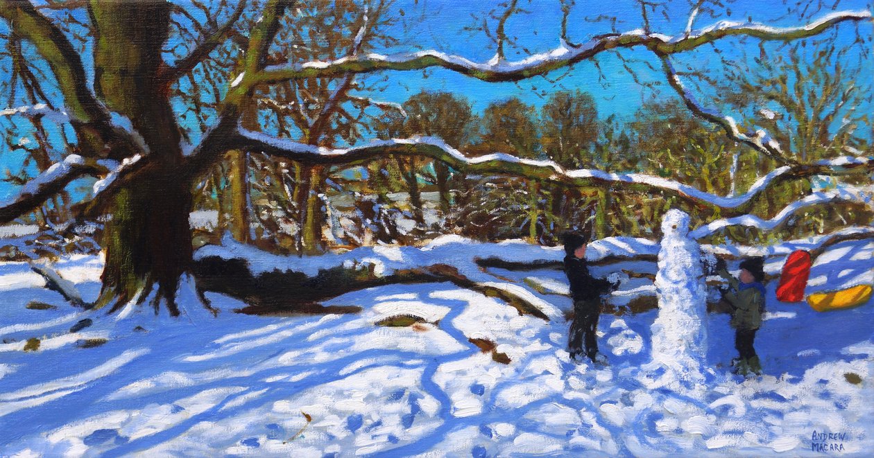 O boneco de neve, Abadia de Calke, Ticknall, Derby, 2022 (óleo sobre tela) de Andrew Macara
