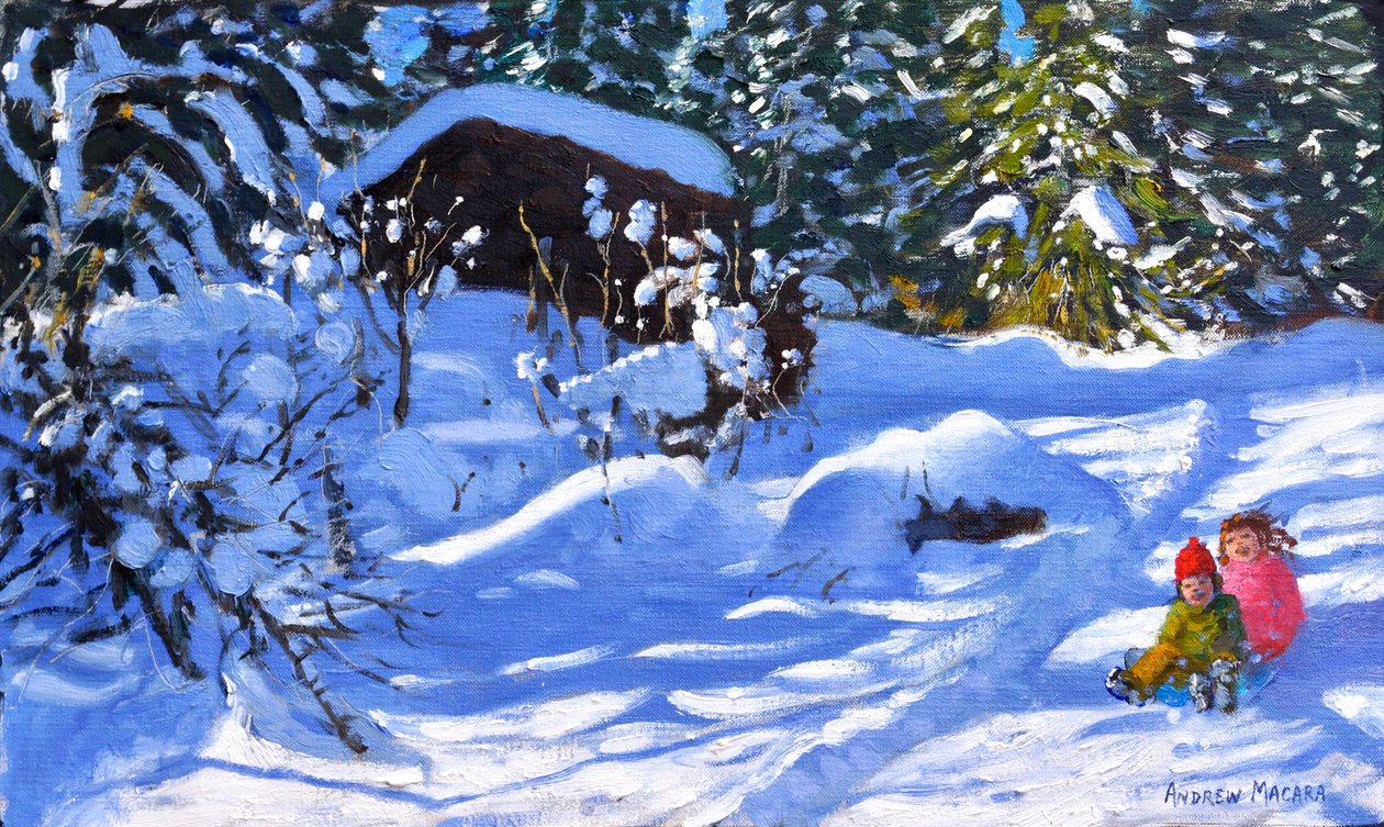 Dois em marreta,O Pomar,Morzine ,(óleo sobre tela) de Andrew Macara