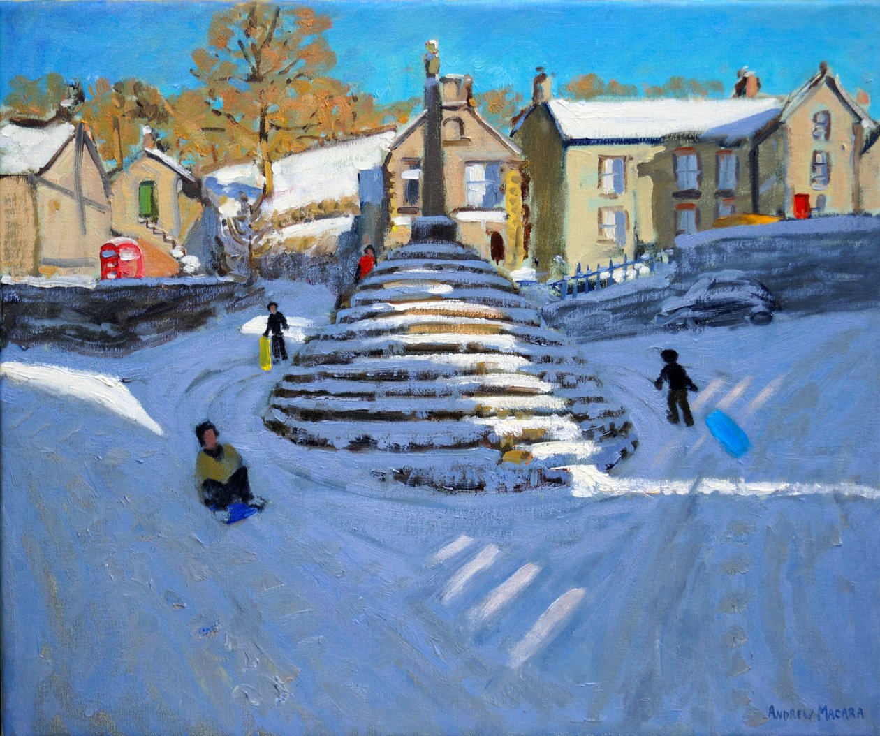 inverno, Bonsall Village, 2014 (óleo sobre tela) de Andrew Macara