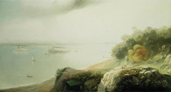 A View of New York from Castle Point, Hoboken (óleo sobre tela) de Andrew Melrose