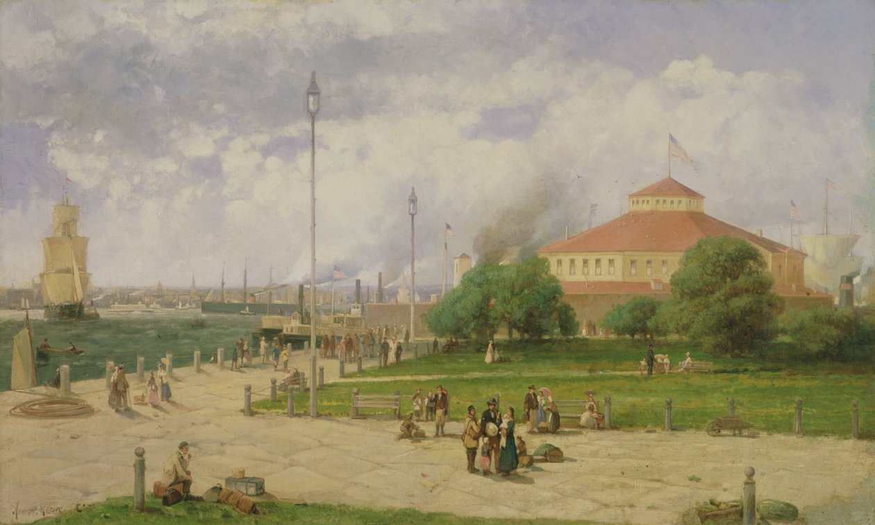 Porto de Nova York e Castle Garden, 1885 de Andrew Melrose