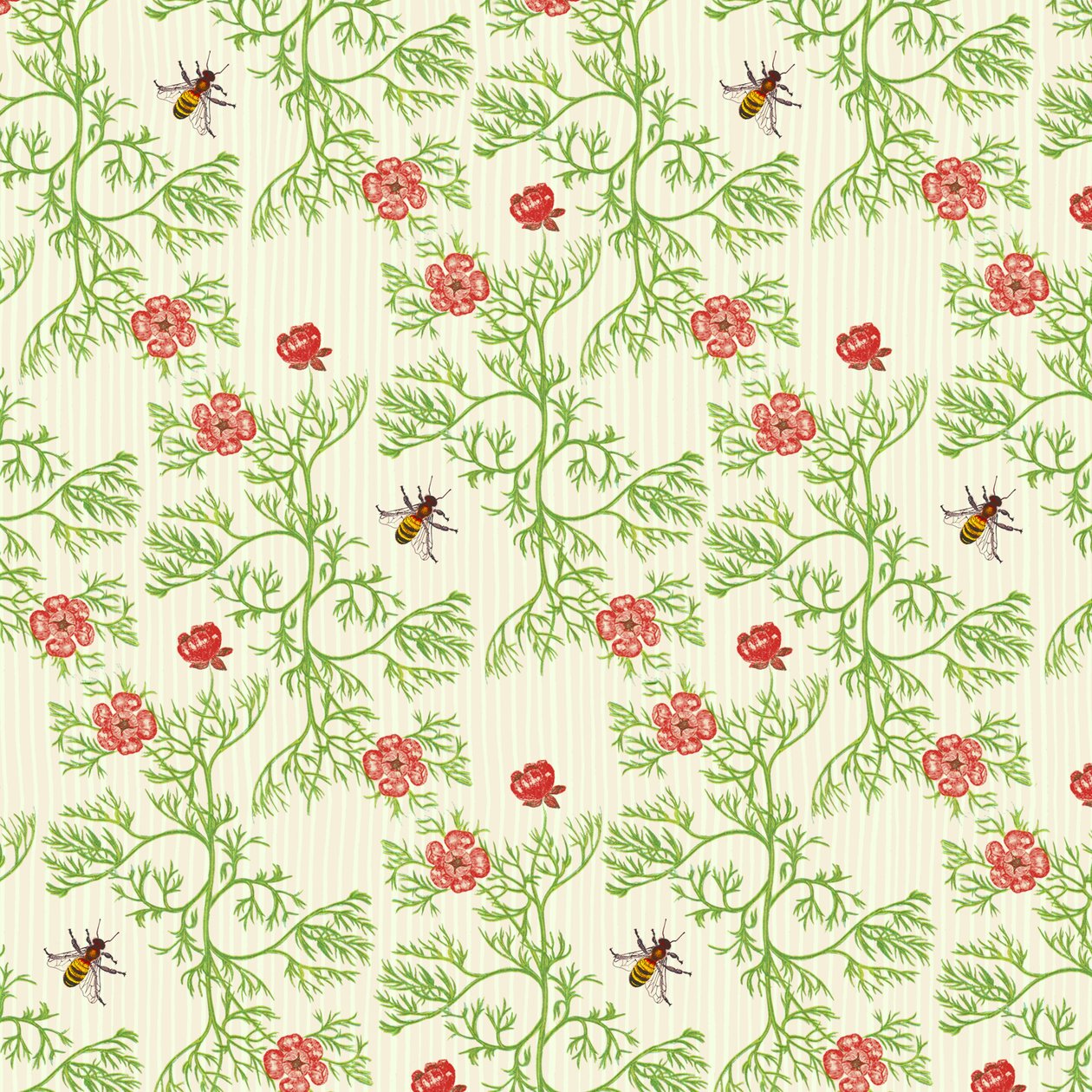 Honey Bee Floral, 2017 (aquarela de tinta, digital) de Andrew Watson