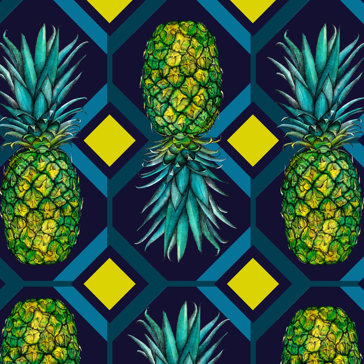 Azulejo geométrico de ananás, 2018 de Andrew Watson