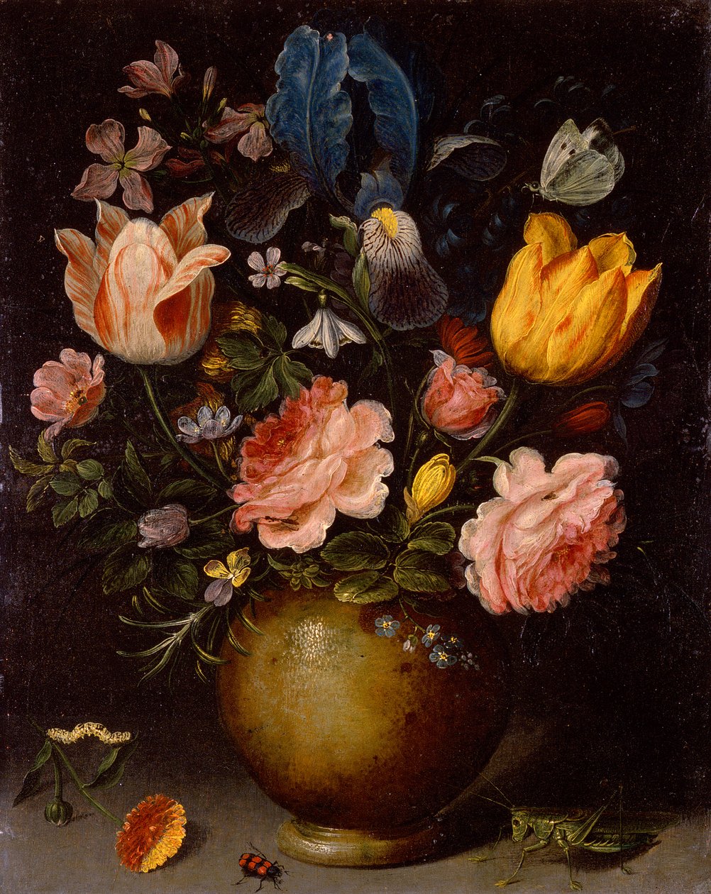 Estudo Floral com Insetos (óleo sobre cobre) de Andries Daniels