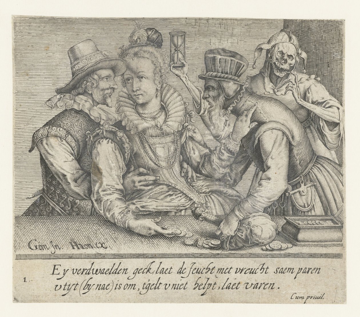 Um homem idoso tenta comprar o amor de uma jovem mulher
Amor Desigual (título da série) de Andries Jacobsz. Stock (possibly)