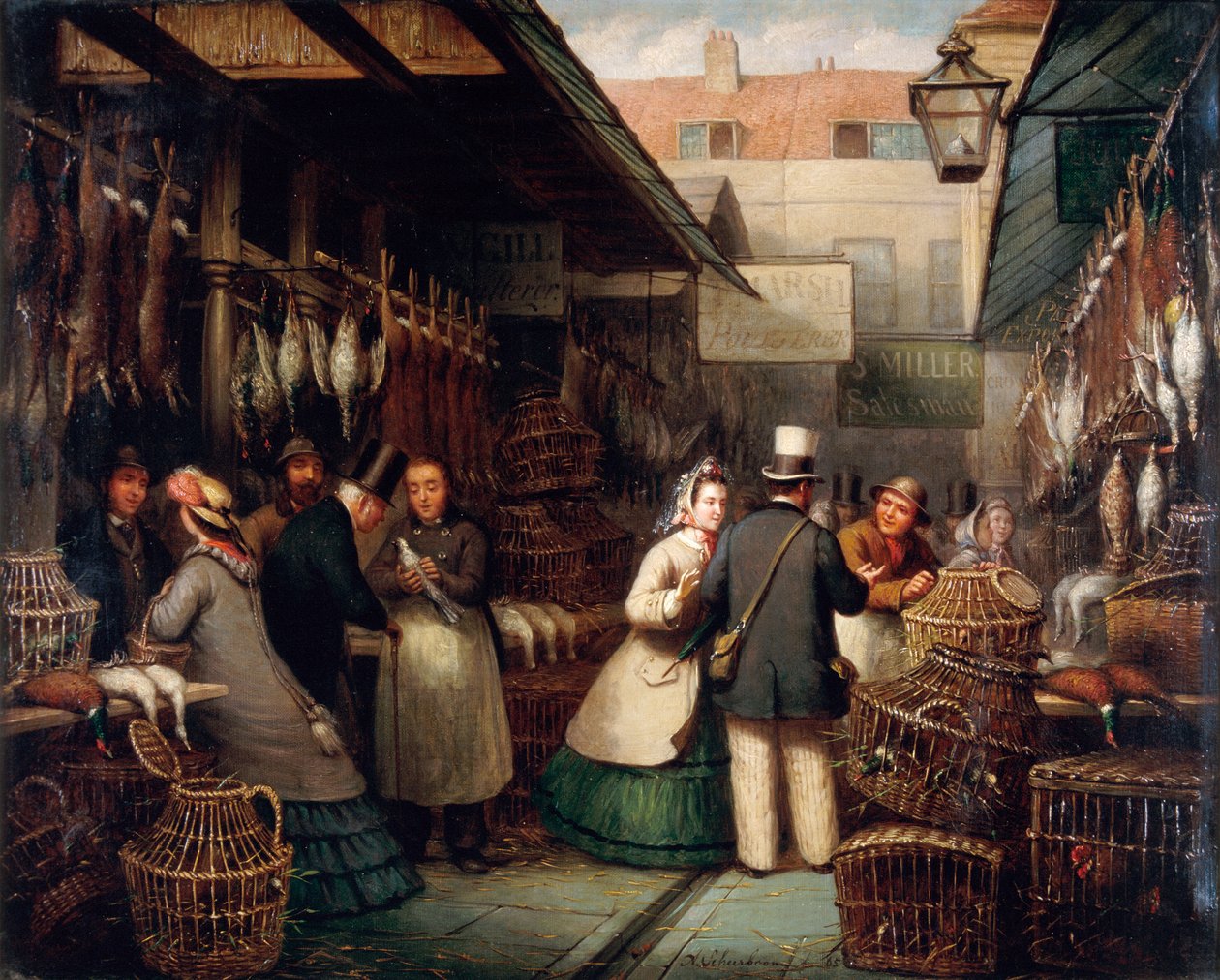 Mercado Leadenhall, Londres, 1865. de Andries Scheerboom