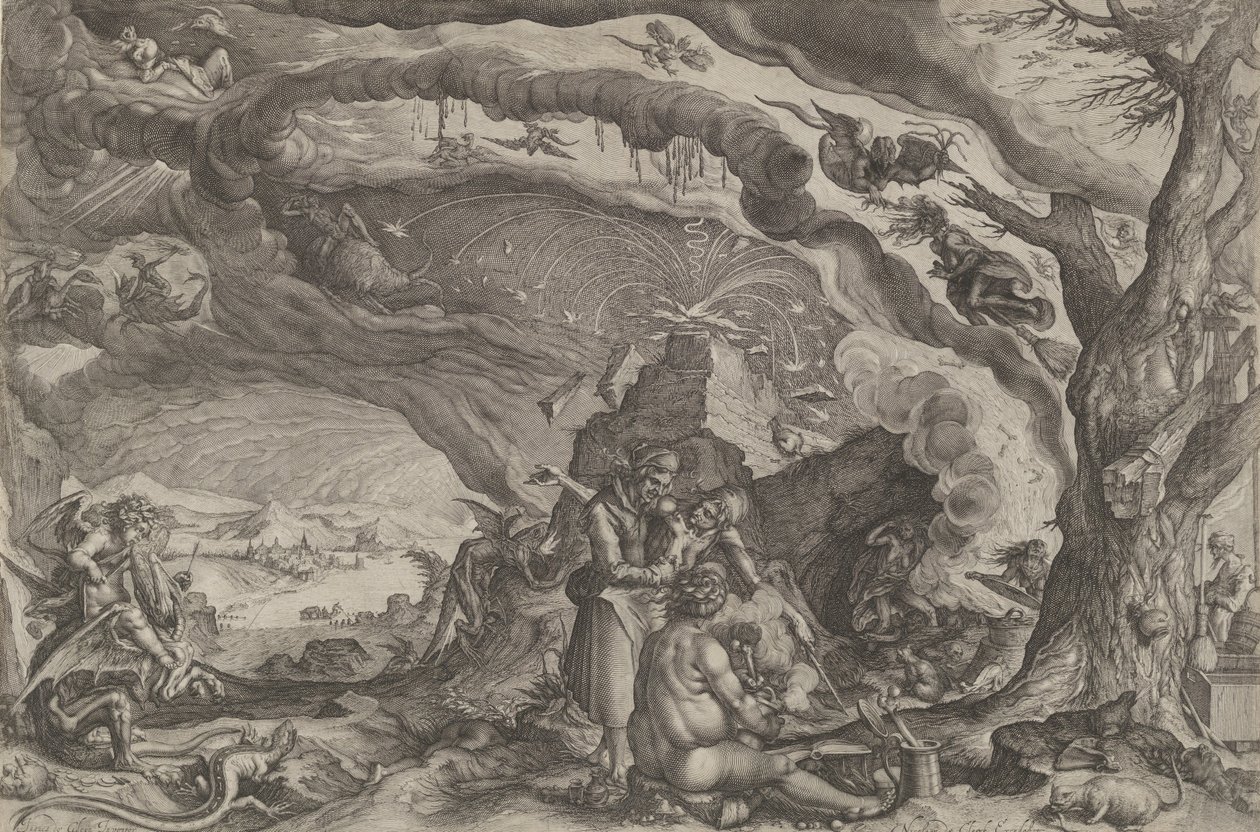 Bruxas se preparando para o sábado, c. 1610. de Andries Stock