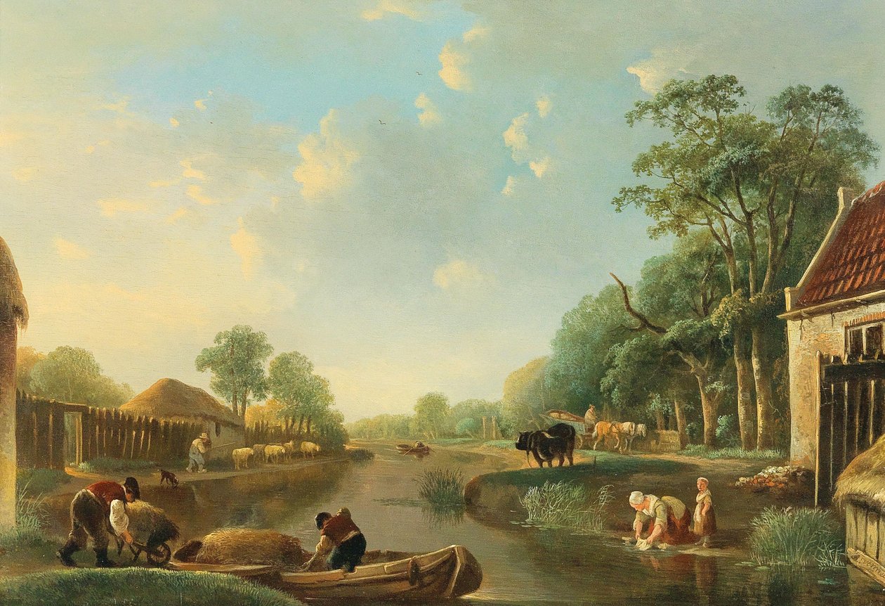 Uma paisagem de canal holandesa de Andries Vermeulen