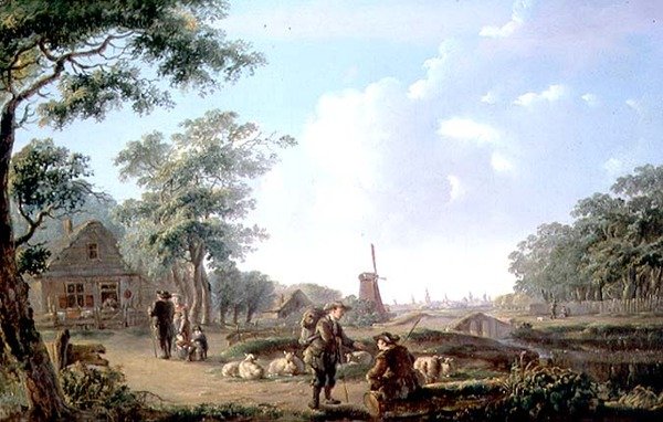 Figuras rústicas nos arredores de uma cidade holandesa de Andries Vermeulen