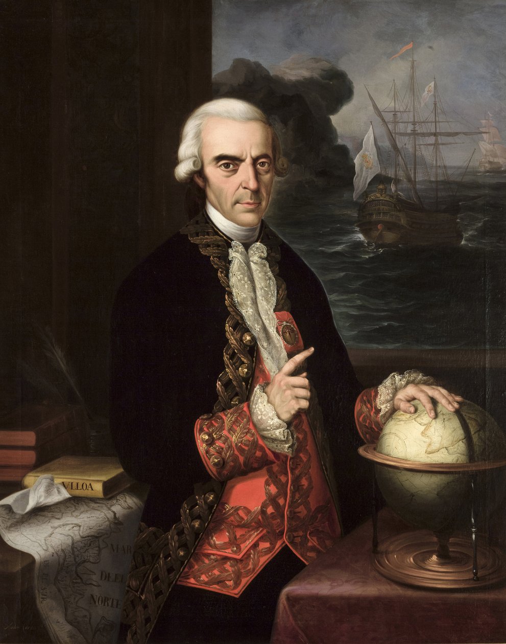 Romantismo : Retrato de Antonio de Ulloa (1716-1795) de Cortes y Aguilar, Andrés (1812-1879), ca 1856. Óleo sobre tela de Andrés Cortés y Aguilar