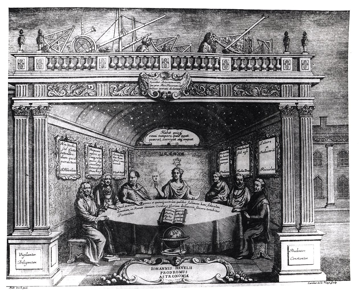 Os Grandes Astrônomos, de &39;Prodomus Astronomiae&39;, de Johannes Hevelius (1611-1687), publicado em Gdansk, 1690 de Andrzej Stech