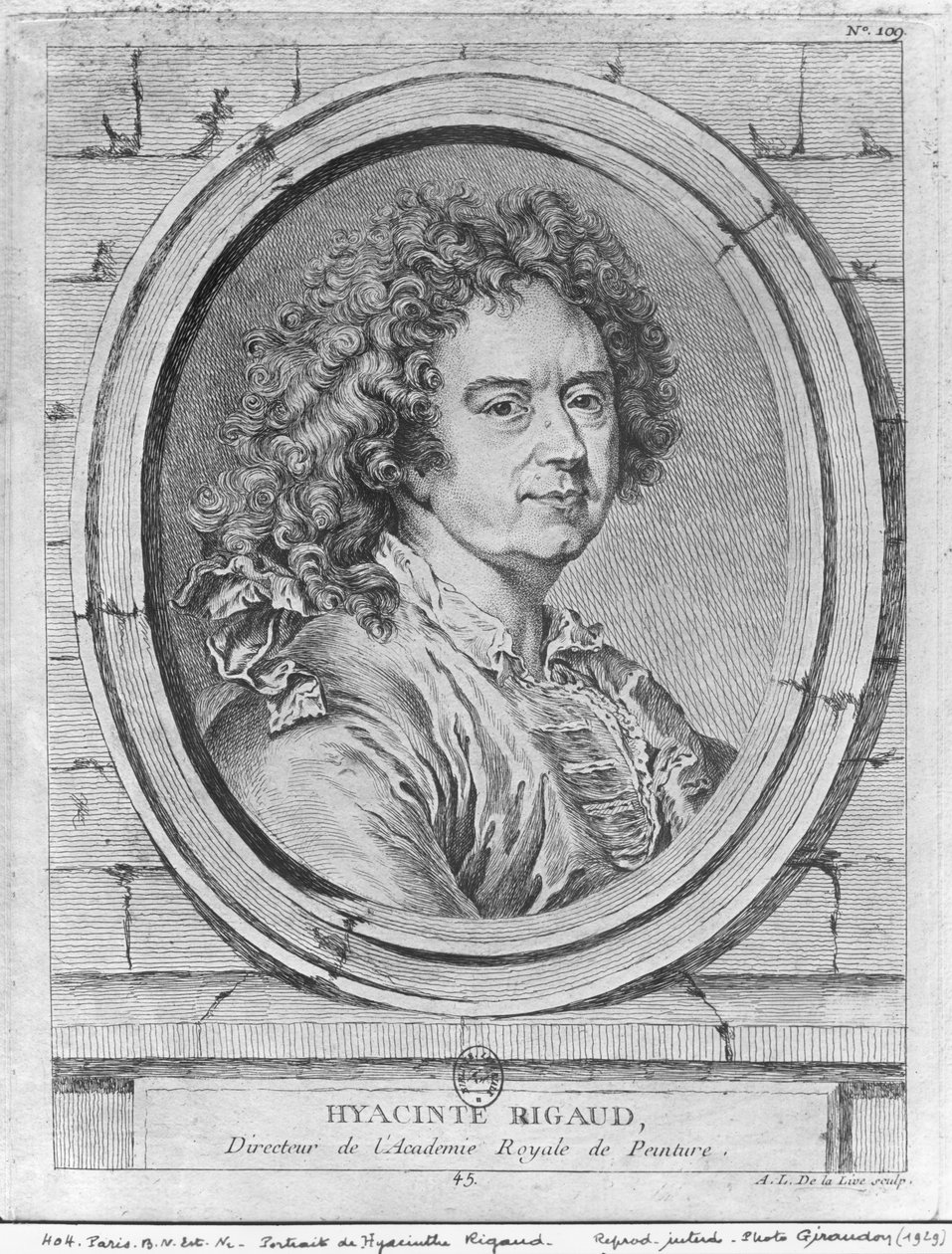 Retrato de Hyacinthe Rigaud, 1752-65 de Ange Laurent de Lalive de Jully
