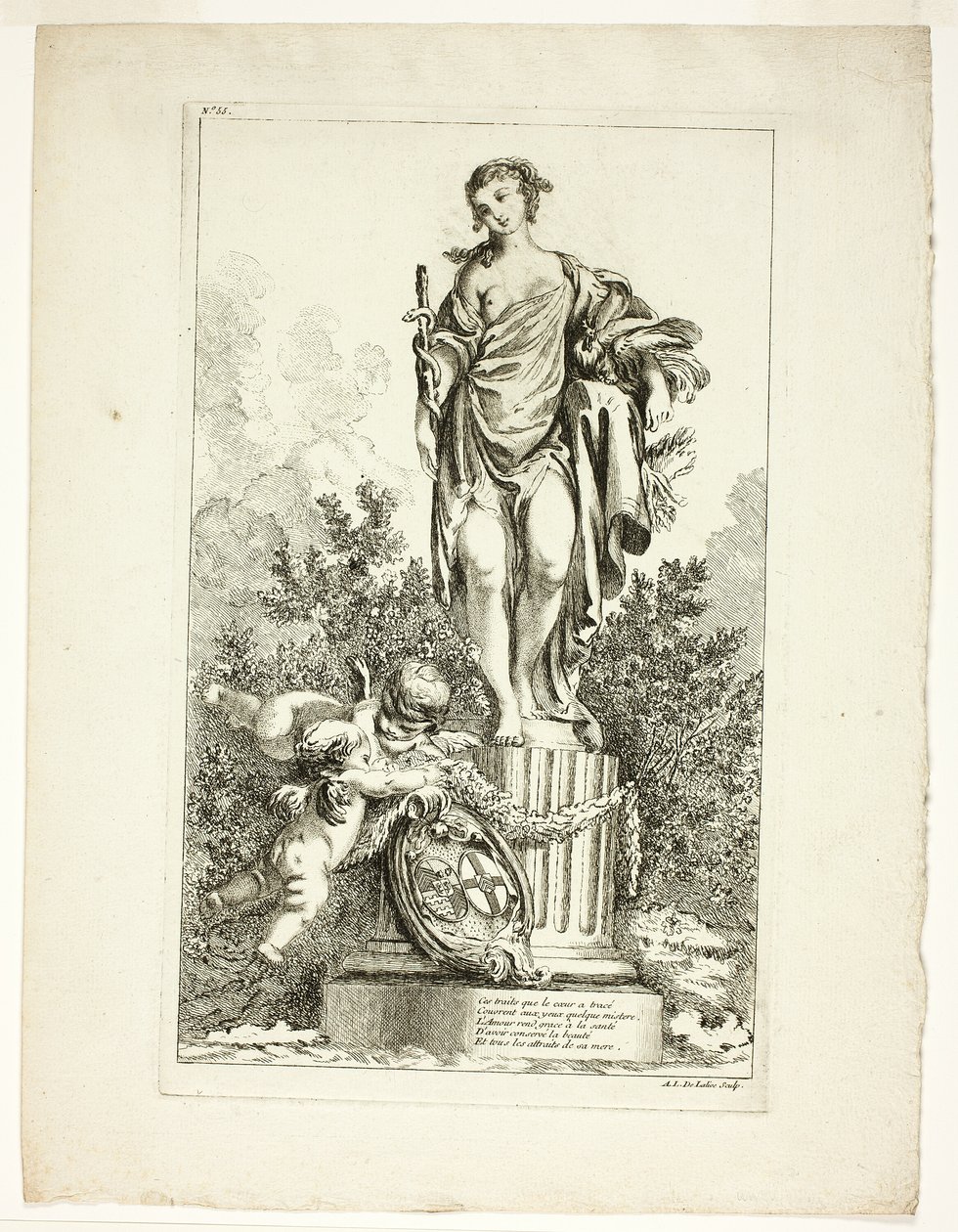 Dois amantes dando graças à estátua da saúde de Ange Laurent de Lalive de Jully