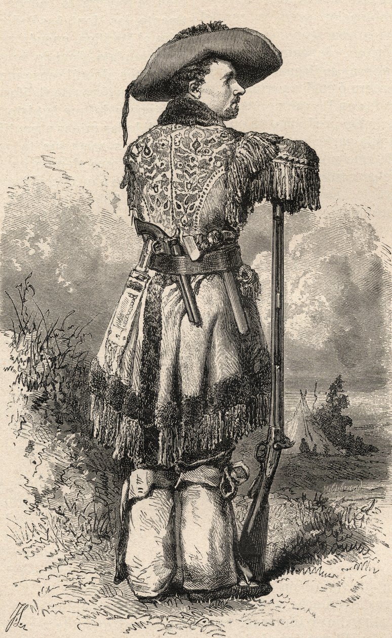 Charles H. Utter, também conhecido como Colorado Charlie, ilustração de "O mundo nas mãos", gravado por Henri Theophile Hildibrand (1824-97), publicado em 1878 de Ange Louis Janet