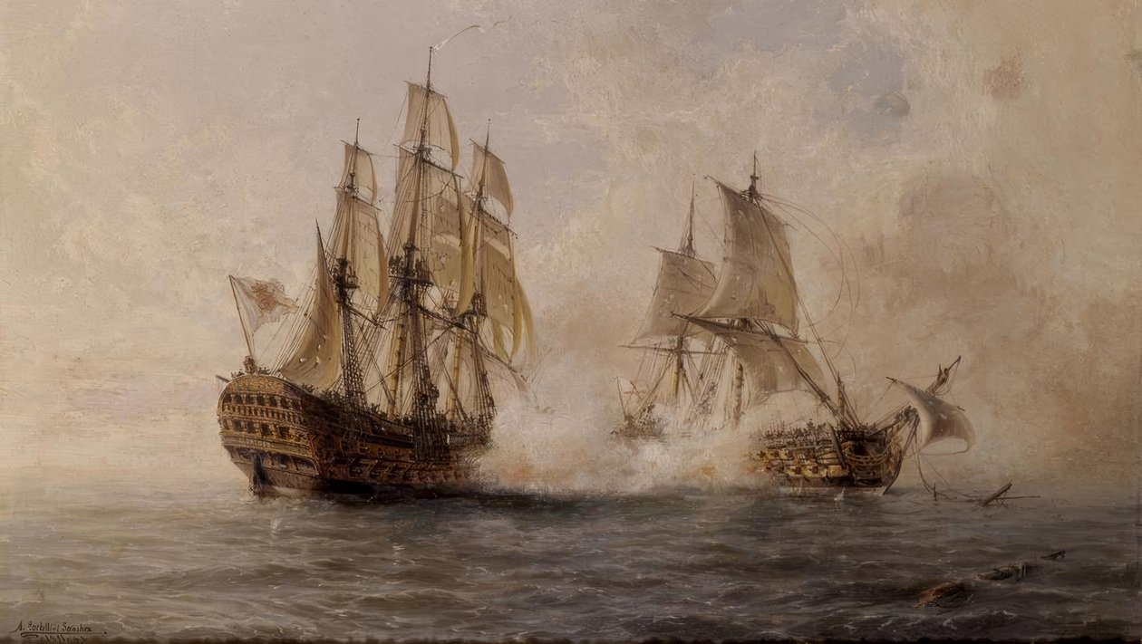 COMBATE DO NAVIO GLORIOSO COM A DARMOUTH BRITÂNICA EM 1747 - SÉCULO XIX de Angel Maria Cort