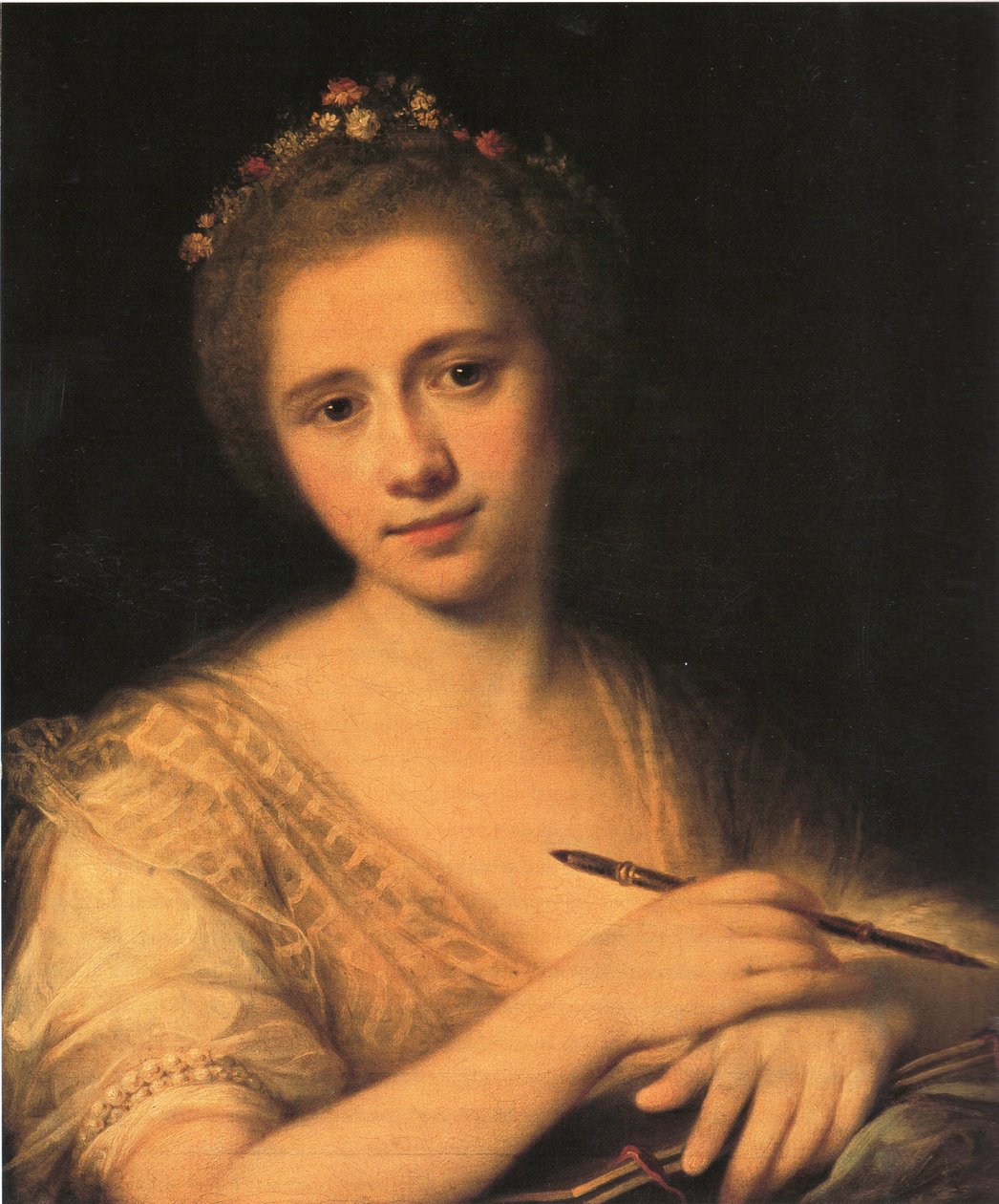 Auto-retrato de Angelica Kauffman com coroa de flores de Angelica Kauffmann