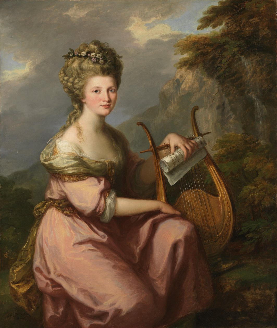 nEnglish: Retrato de Sarah Harrop Mrs. Bates como Musen de Angelica Kauffmann