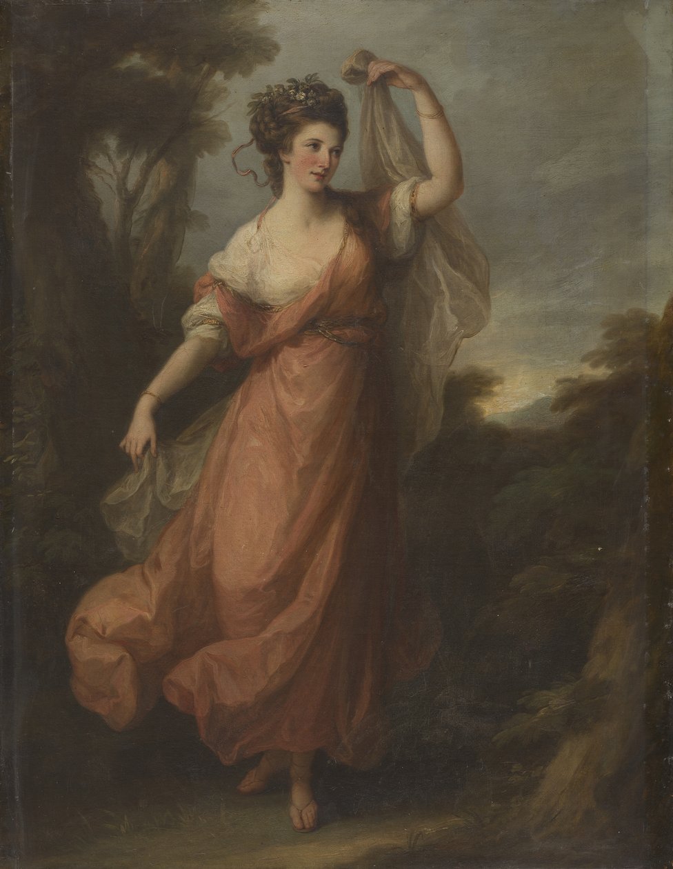 Uma jovem a dançar no papel de Terpsícore de Angelica Kauffmann