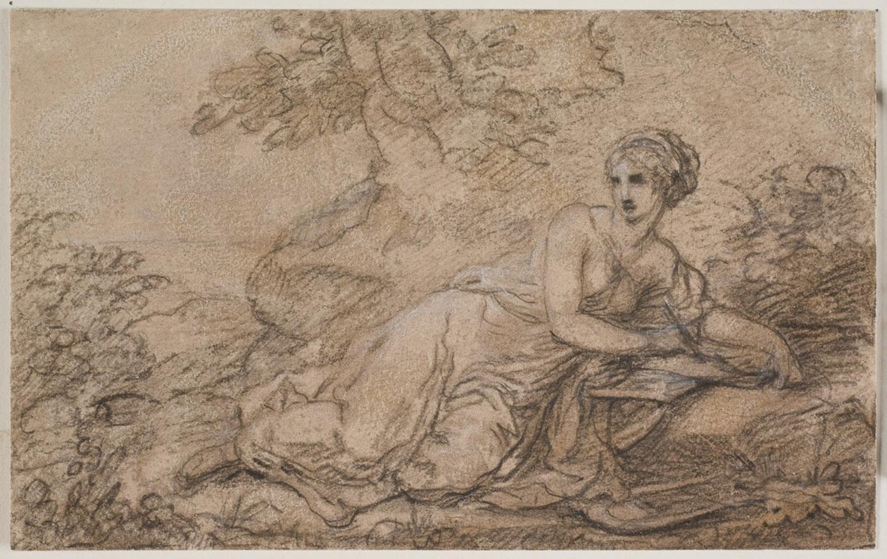 Uma poetisa, possivelmente Safo de Angelica Kauffmann