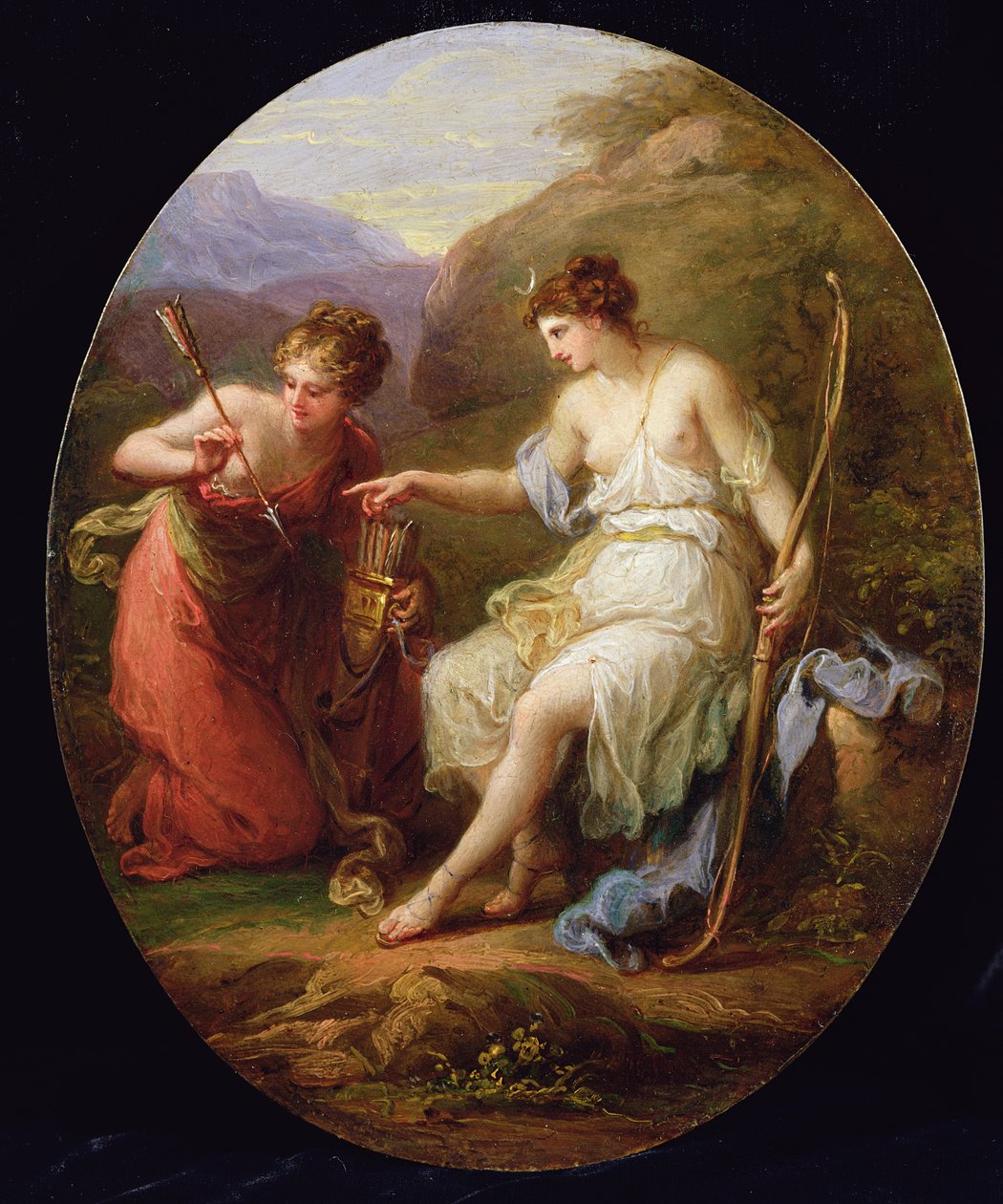 Diana se preparando para a caça (óleo sobre cobre) de Angelica Kauffmann