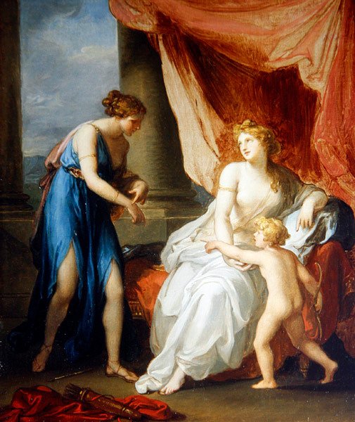 Euphrosyne ferido por Cupido, queixando-se a Vénus (óleo sobre tela) de Angelica Kauffmann