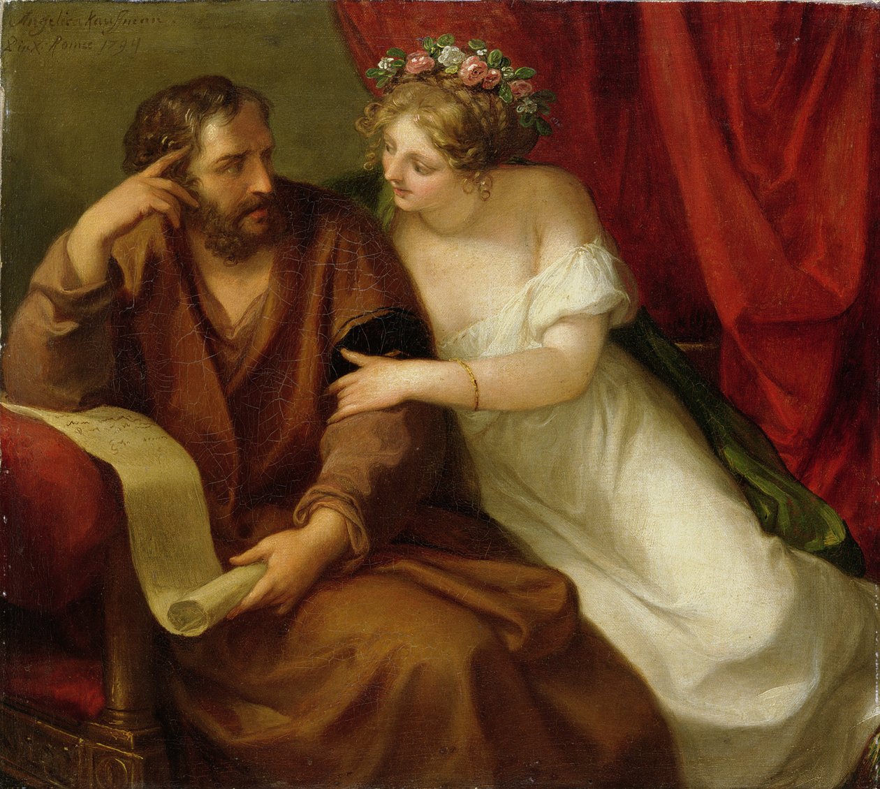 Phryne Seduzindo o Filósofo Xenokrates, 1794 de Angelica Kauffmann