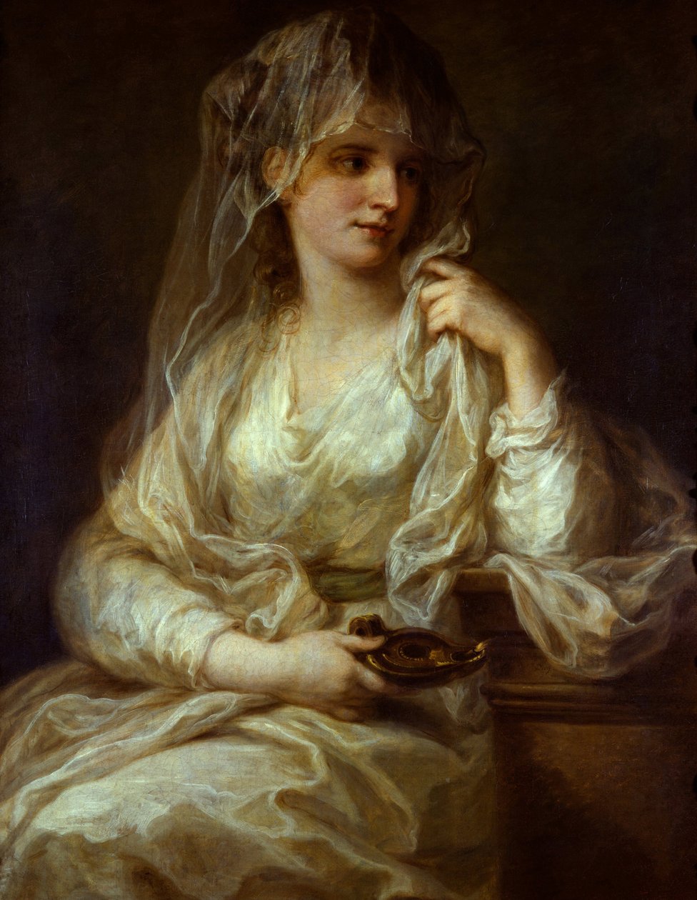 Retrato de uma Senhora como uma Virgem Vestal - Pintura de Angelika (Angelica) Kauffmann (1741-1807), óleo sobre tela de Angelica Kauffmann