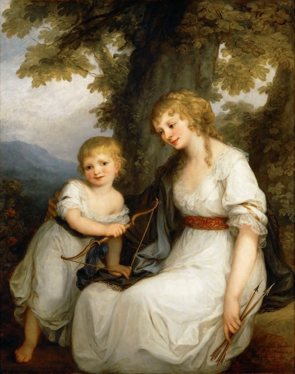 Retrato de Barbara Juliane von Krüdener 1764-1824 com seu filho Paul de Angelica Kauffmann