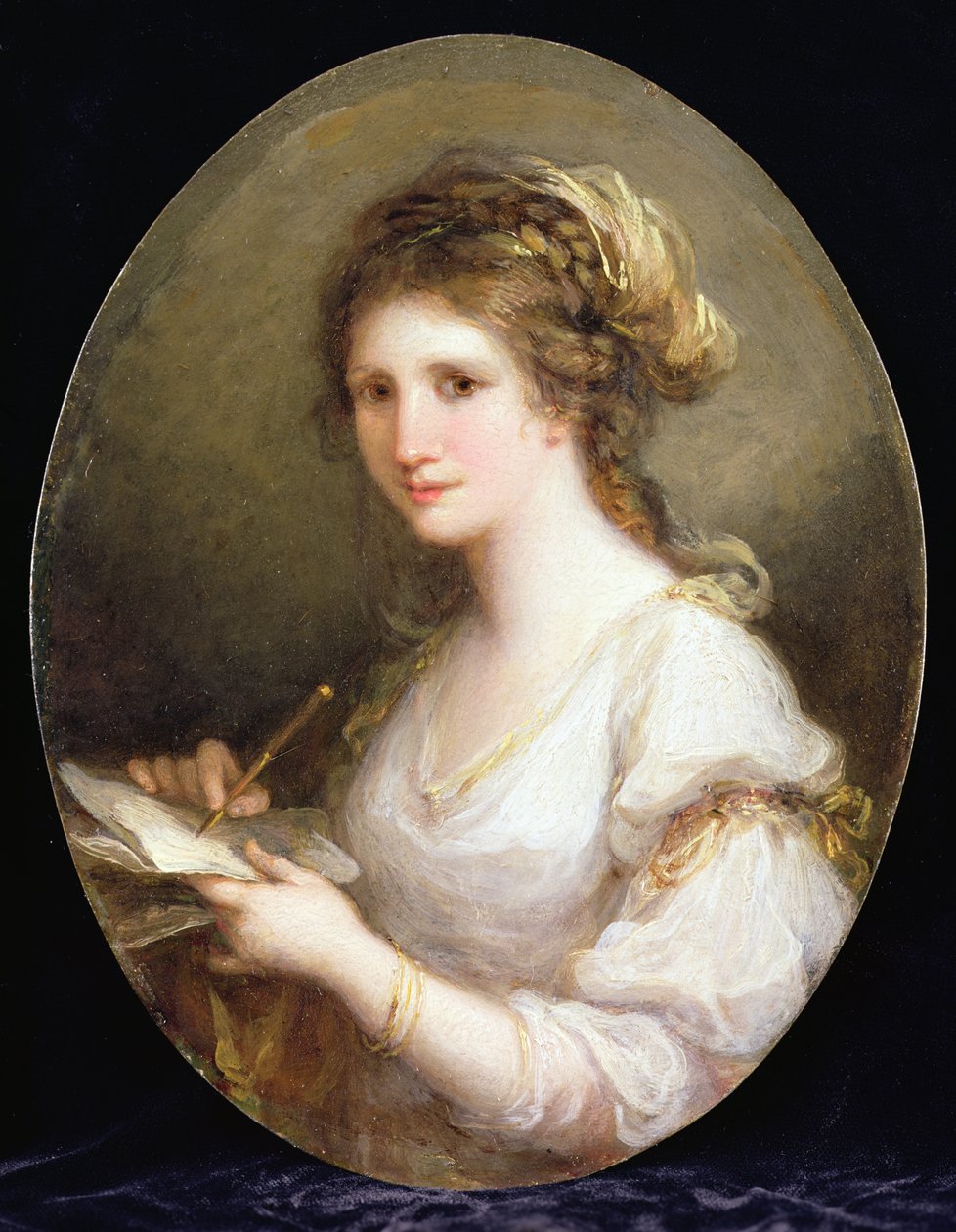 Retrato de uma Senhora, possivelmente um auto-retrato (óleo sobre cobre) de Angelica Kauffmann