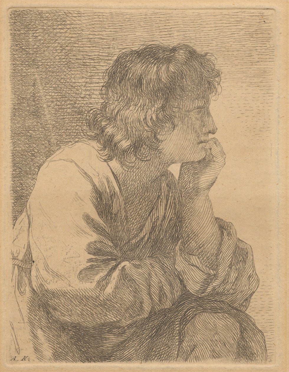 Perfil de um jovem em meditação de Angelica Kauffmann