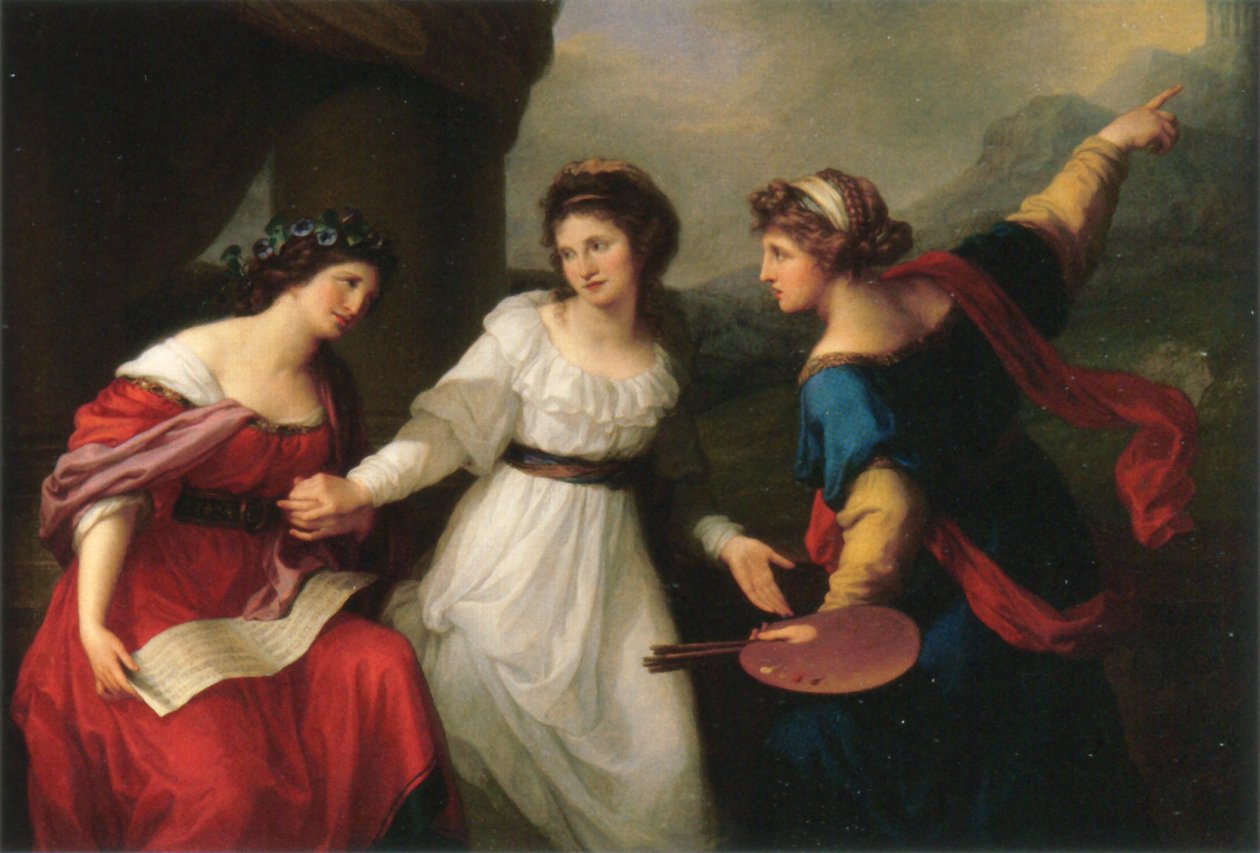 Autorretrato Hesitando entre as artes da música e da pintura de Angelica Kauffmann